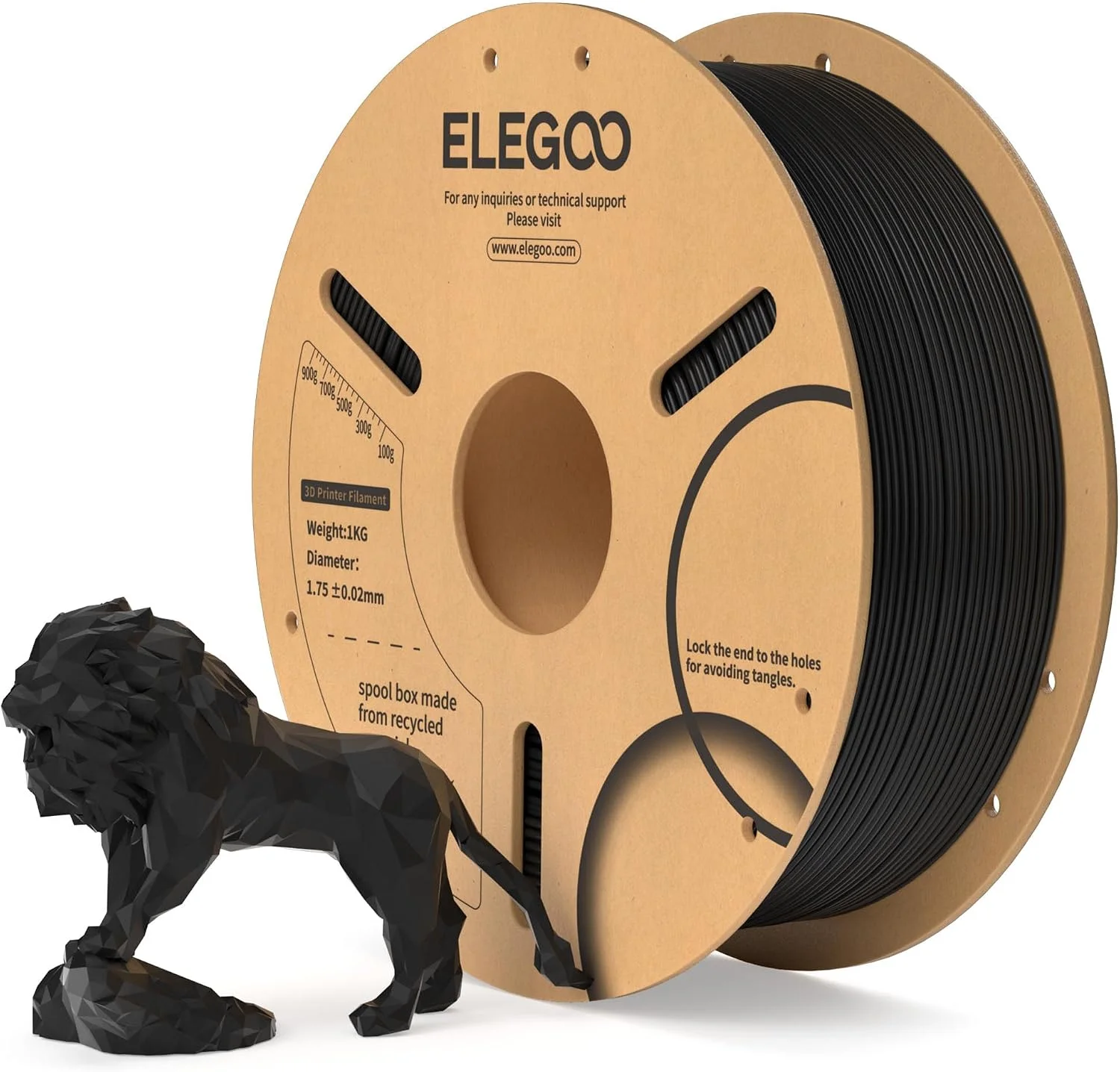 ELEGOO Filamento PLA 1.75mm 1KG Negro