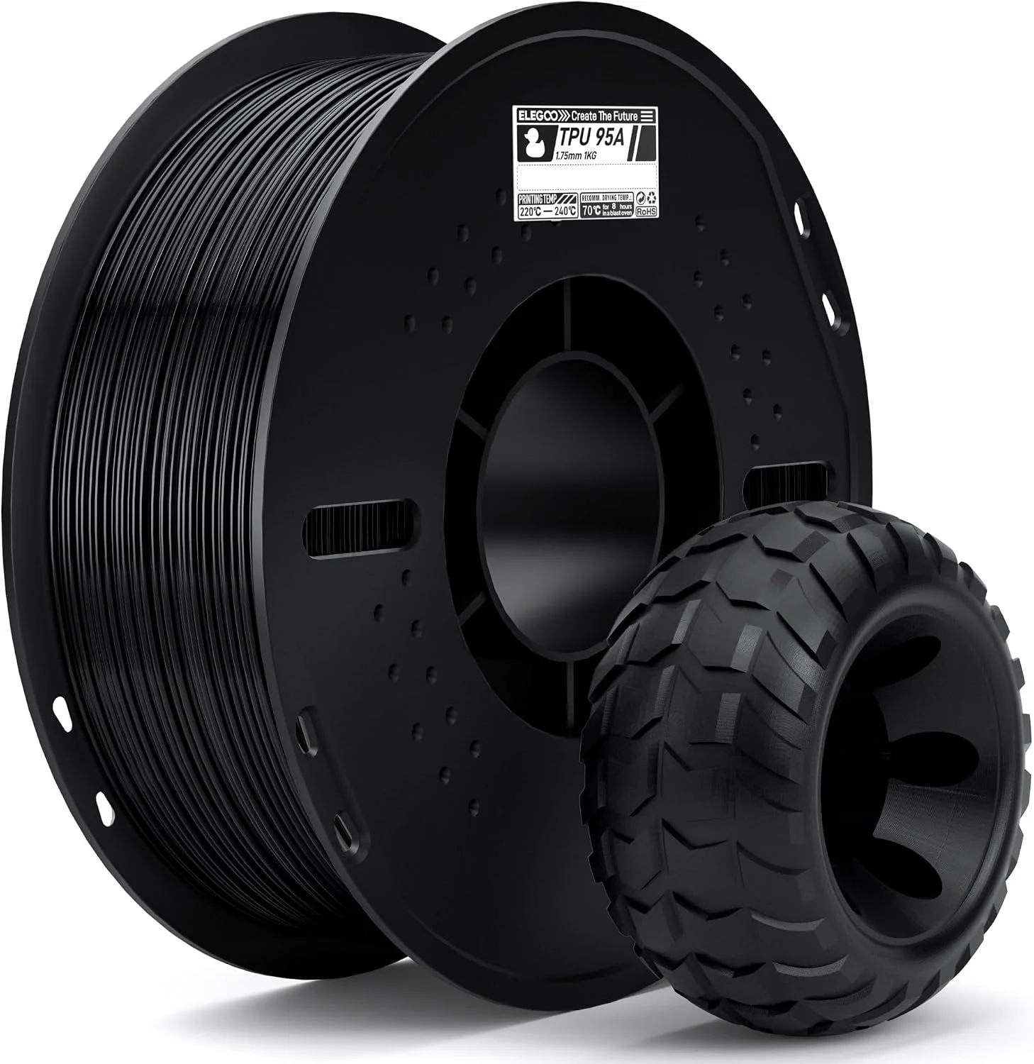 ELEGOO Filamento TPU 95A 1.75mm 1KG Negro