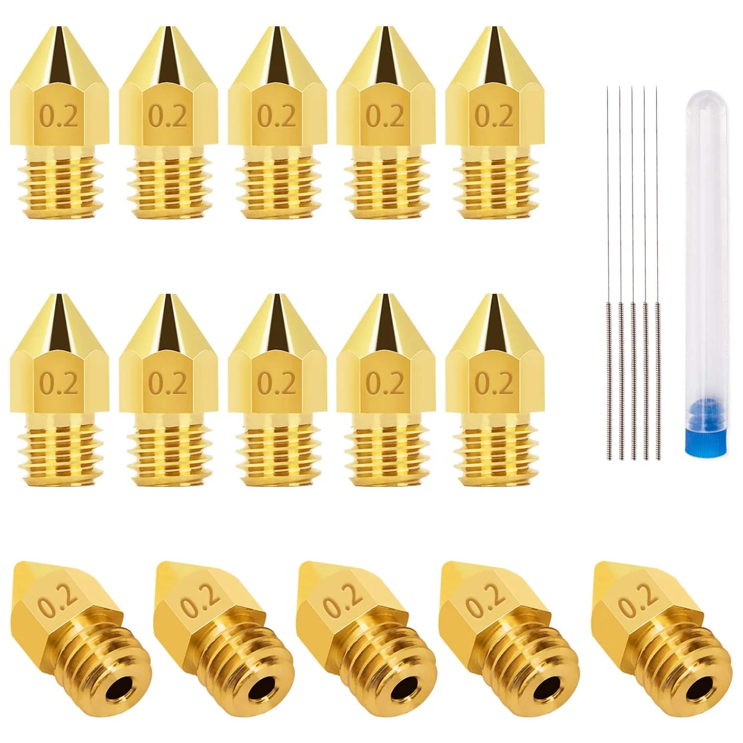 LUTER Kit de Boquillas MK8 0.2mm + Agujas de Limpieza